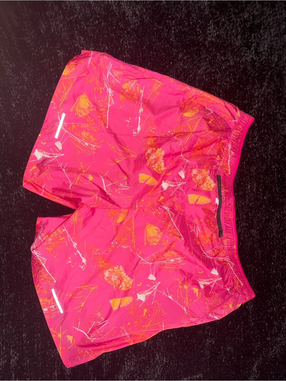 The North Face Men’s Pink Athletic swim Shorts with Orange & White Accents